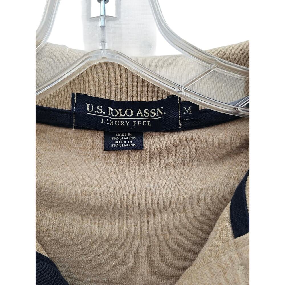 U.S. Polo Assn. Men's Luxury Feel Interlock Polo Shirt - Tan Khaki - Size M - Picture 4 of 4